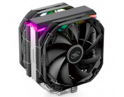 DEEPCOOL Cooler -AS500 PLUS-, with A-RGB LED Strip, LGA2066/2011/1700/1200/1151/1150/1155 & AM5/AM4/AM3/FM2, up to 220W, 2x fans: TF140S PWM 140х140х25mm, 500~1200rpm, 19.2 ~31.5 dB(A), 70.81 CFM, 4-pin, A-RGB LED CONTROLLER, 5x 6mm Cooper Heatpipes, Blac